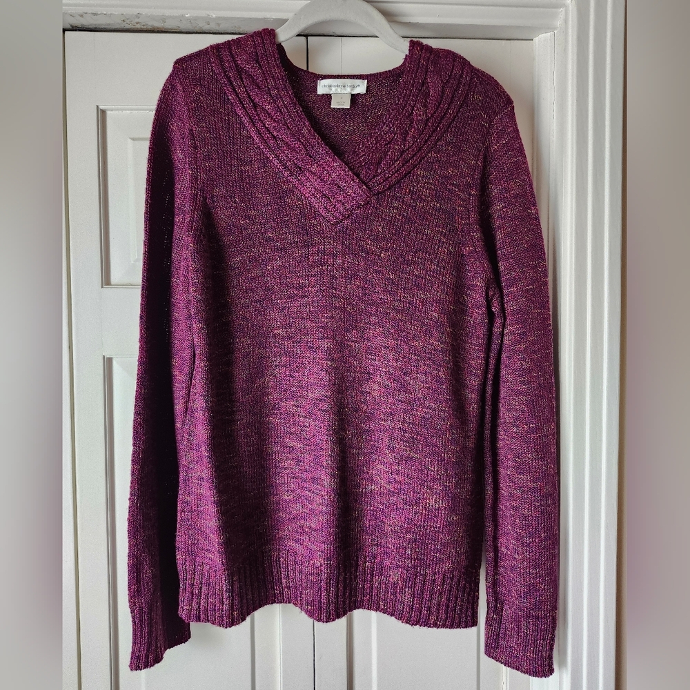 NWOT Christopher & Banks Deep Purple V-Neck Sweater